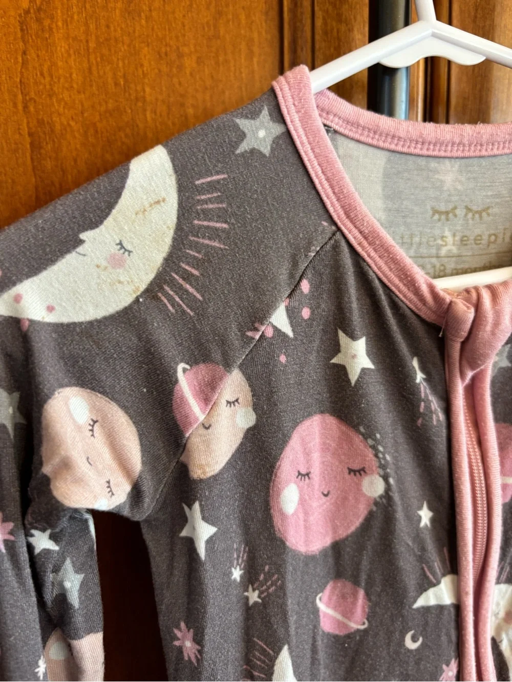Little Sleepies Pink to the Moon and Back Zippy